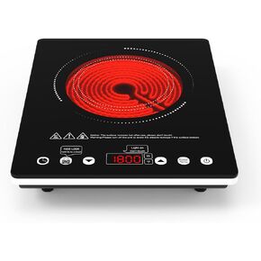Single Burner Electric Cooktop, 110V-120V Electric Stove Infrared Hot Plate with Touch Control, Child Safety Lock, Timer, 9 Power Level, 1800W Plug in Induction Cooktop Burner for Cooking in Saudi Arabia
