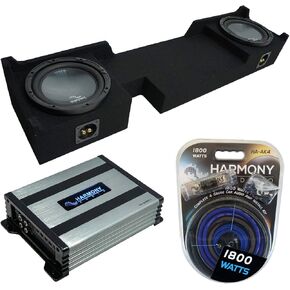 Harmony Audio (2) HA-R104 مضخم صوت مزدوج 10 بوصة حزمة صندوق فرعي HA-A400.1 أمبير متوافق مع شاحنة Ford F-150 Super Crew 2004-2006 in Kuwait