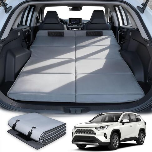 سرير سيارة لسيارة Toyota RAV4، مرتبة تخييم من الإسفنج الذكي قابلة للطي وغير قابلة للنفخ، وسادة نوم سميكة محمولة لصندوق سيارات الدفع الرباعي، ترقية مرتبة هوائية لأساسيات التخييم والسفر، مع حقيبة تخزين، رمادي in Kuwait