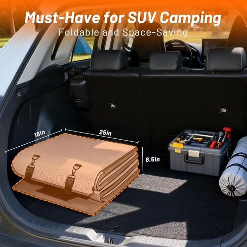 Car Bed for Toyota RAV4, Foldable Non-Inflatable Memory Foam Camping Mattress, Thickened Portable SUV Trunk Sleeping Pad, Air Mattress Upgrade for Camping & Travel Essentials, With Storage Bag, Gray in Saudi Arabia