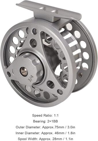 Fly Fishing Reel خفيفة الوزن معدنية كاملة بآلة CNC من سبائك الألومنيوم لعشاق الصيد فضي، 3/4 بكرة ذبابة للصيادين in Kuwait