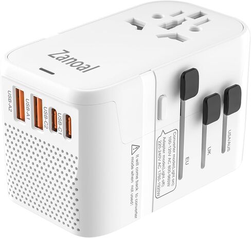 6 in 1 European Travel Plug Adapter,220v to 110v Voltage Converter,US to Europe Travel Adapter,20W PD USB-C Power Adapter, 2 USB A+ 2 Type C,Max 1400w for Hairdryer/traightener/Curling Iron in Saudi Arabia