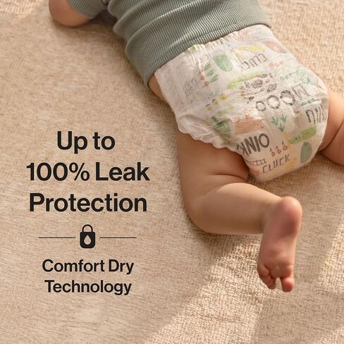 The Honest Company Clean Conscious Diapers for Sensitive Skin, Up to 100% Leakproof, Hypoallergenic, Fragrance Free, Turtle Time, Polybag, Size 1 (8-14 lbs), 35 Count in Kuwait