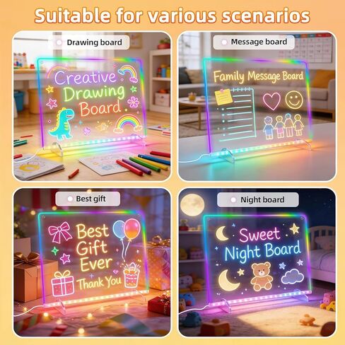 Led Note Board with Colors,Led Note Board with 7 Highlighters, Doodle Glow Drawing Board, Gift for Kids Ages 3+,Led Writing Board for Home/Office/Decor in Saudi Arabia