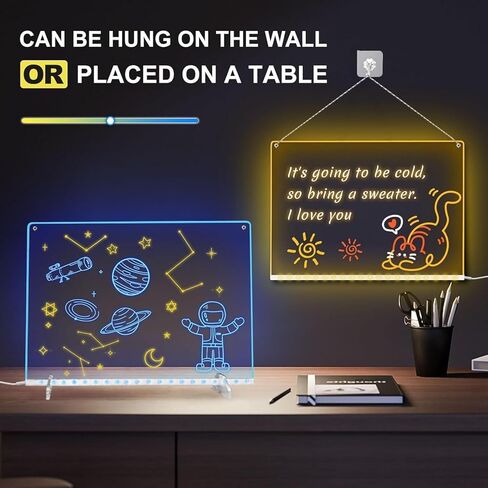 Led Note Board with Colors,Led Note Board with 7 Highlighters, Doodle Glow Drawing Board, Gift for Kids Ages 3+,Led Writing Board for Home/Office/Decor in Saudi Arabia