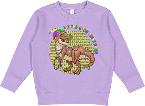 inktastic Let the Good Times Roar- Mardi Gras T-rex Dinosaur Toddler Sweatshirt in Saudi Arabia