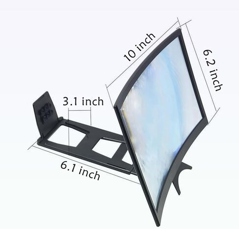 12'' 3D Curved Screen Magnifier, HD Mobile Video Movie Smartphone Screen Amplifier Projector Cell Phone Stand Bracket Eyes Protective Phone Screen Enlarger for All Smartphones (White) in Kuwait