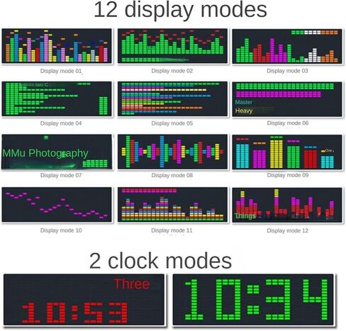 محلل طيف الصوت الرقمي RGB، وساعة موسيقى LED، وأضواء إيقاعية ملونة 1624 قطعة، مع 20 شاشة عرض ديناميكية و7 ألوان in Saudi Arabia