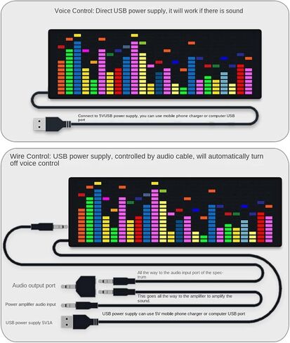 محلل طيف الصوت الرقمي RGB، وساعة موسيقى LED، وأضواء إيقاعية ملونة 1624 قطعة، مع 20 شاشة عرض ديناميكية و7 ألوان in Saudi Arabia