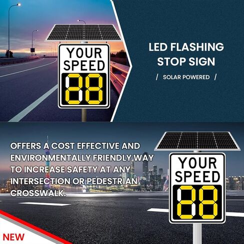 24" x 30" LED Solar Powered Radar Feedback Sign, Aluminum Digital Rader Speed Detector Signs in Saudi Arabia