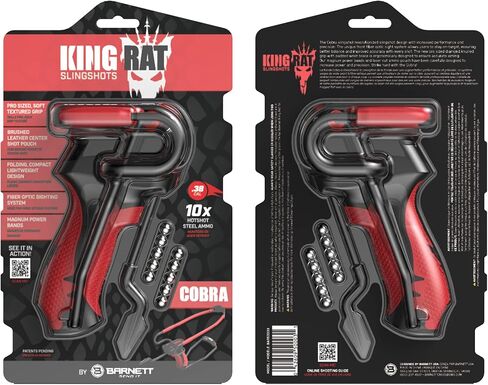 Barnett King Rat Slingshots, Cobra Slingshot with Stabilizer & Brace, Includes Magnum Power Bands, Practice Ammo, & Brushed Leather Pouch,Red/Black in Saudi Arabia