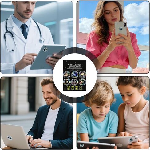 12 قطعة من مانع EMF للهاتف الخلوي، مانع الإشعاع، ملصقات EMF للهاتف الخلوي، هدية عملية لمحبي التكنولوجيا للهواتف الذكية/الأجهزة اللوحية/أجهزة الكمبيوتر المحمولة مانعات الأجهزة الإلكترونية (فضي) in Kuwait
