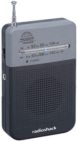 RadioShack Portable Pocket AM FM Traditional Battery Powered Radio + 4 Pack AA Alkaline Batteries Included for Power in Saudi Arabia