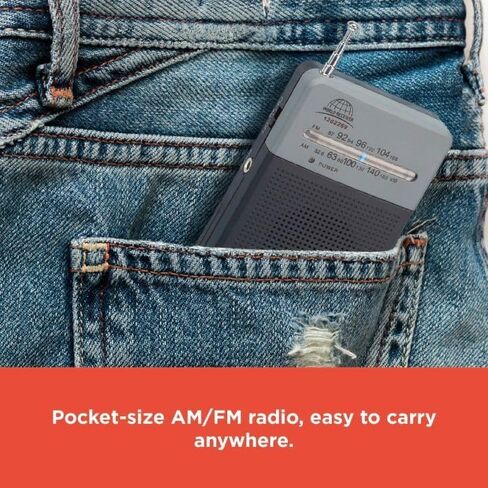 RadioShack Portable Pocket AM FM Traditional Battery Powered Radio + 4 Pack AA Alkaline Batteries Included for Power in Saudi Arabia