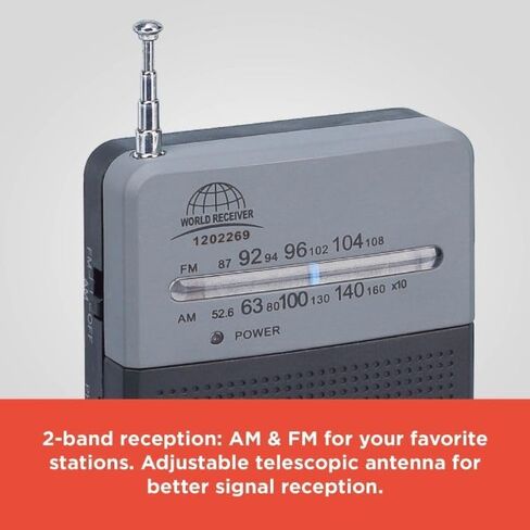 RadioShack Portable Pocket AM FM Traditional Battery Powered Radio + 4 Pack AA Alkaline Batteries Included for Power in Saudi Arabia