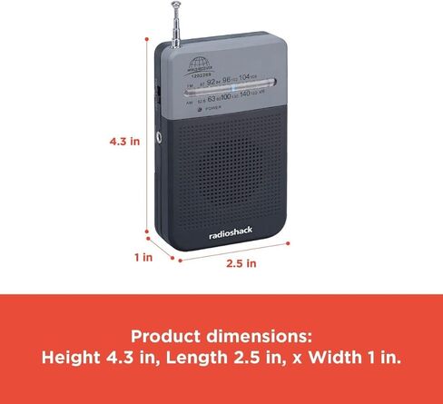 RadioShack Portable Pocket AM FM Traditional Battery Powered Radio + 4 Pack AA Alkaline Batteries Included for Power in Saudi Arabia