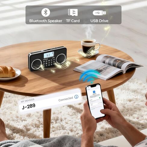 راديو FM رقمي صغير مع مكبر صوت بلوتوث، صوت جيد، تشغيل بطاقة TF/USB، مشغل Mp3 مع مكبر صوت، مقبس سماعة الرأس، راديو FM قابل لإعادة الشحن USB C، داخلي وخارجي، راديو بلوتوث (NO AM) in Saudi Arabia