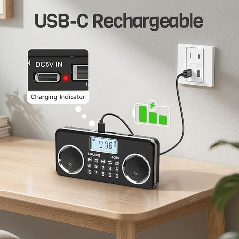 راديو FM رقمي صغير مع مكبر صوت بلوتوث، صوت جيد، تشغيل بطاقة TF/USB، مشغل Mp3 مع مكبر صوت، مقبس سماعة الرأس، راديو FM قابل لإعادة الشحن USB C، داخلي وخارجي، راديو بلوتوث (NO AM) in Saudi Arabia