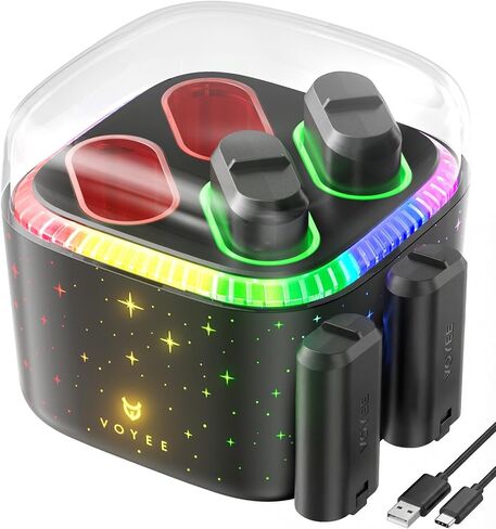 VOYEE Xbox Controller Battery Pack with 7-Color LED Lights, 4x4070mWh Rechargeable Battery, 4-Slot Fast Charger for Xbox Series X/S, Xbox One X/S/Elite, Over Current/Voltage/Short Circut in Saudi Arabia