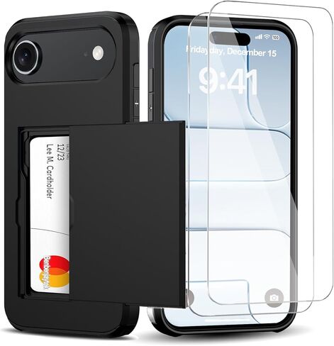 for iPhone 17 Pro Wallet Case with Card Holder + 2 Tempered Glass Screen Protector Protective Shockproof Hidden Card Slot Slim Case Women Men for iPhone 17 Pro 6.3″(Rose Gold) in Saudi Arabia