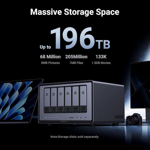UGREEN NAS DXP6800 Pro 6-Bay Desktop NAS، حزمة تخزين متصلة بالشبكة (بدون قرص) مع قاعدة UGREEN LinkStation eGPU مع مصدر طاقة 850 واط، متوافق مع وحدات معالجة الرسومات مثل NVIDIA/AMD/Intel لأجهزة الكمبيوتر المحمولة/Han in Kuwait