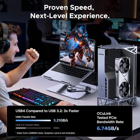UGREEN NAS DXP6800 Pro 6-Bay Desktop NAS، حزمة تخزين متصلة بالشبكة (بدون قرص) مع قاعدة UGREEN LinkStation eGPU مع مصدر طاقة 850 واط، متوافق مع وحدات معالجة الرسومات مثل NVIDIA/AMD/Intel لأجهزة الكمبيوتر المحمولة/Han in Kuwait