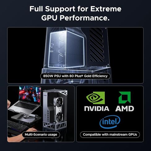 UGREEN NAS DXP6800 Pro 6-Bay Desktop NAS، حزمة تخزين متصلة بالشبكة (بدون قرص) مع قاعدة UGREEN LinkStation eGPU مع مصدر طاقة 850 واط، متوافق مع وحدات معالجة الرسومات مثل NVIDIA/AMD/Intel لأجهزة الكمبيوتر المحمولة/Han in Kuwait