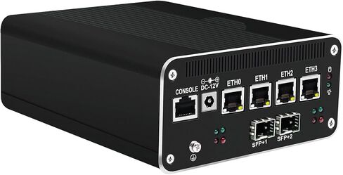 StoneStorm Micro Firewall Appliance Dual 10GB SFP+ 82599، 4 منافذ i226-v 2.5GbE LAN، كمبيوتر صغير الجيل الثالث عشر U300E 5-core، حتى 4.3 جيجا هرتز، كمبيوتر صغير لأمان شبكة الخادم/جهاز توجيه منزلي ناعم (هيكلي) in Kuwait