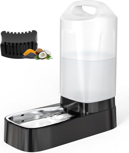 Automatic Dog Water Bowl Dispenser - 2.4 Gallon Gravity Pet Water Dispenser with 304 Stainless Steel Bowl, Dog Auto Feeders Bowls Self Waterer, Easy-Carry Handle for Large Dogs & Cats, Multi-Pet Home in Saudi Arabia