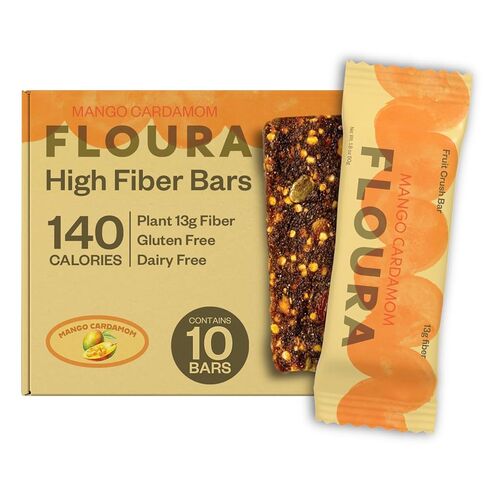 Floura Raspberry Rose Fruit-Forward Fiber Bars– High Fiber, Vegan, Gluten & Dairy Free, Low Calorie Healthy Snack Bars with Upcycled Produce for Gut Health [10 Pack] in Saudi Arabia