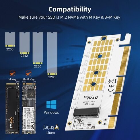 MAIWO NVMe PCIe 4.0 Adapter NVMe M.2 SSD to PCIe X4/X8/X16 Card M.2 to PCI-Express SSD Expansion Card Support 2230 2242 2260 2280 Max 4TB for Windows/Linux/Moc os in Saudi Arabia