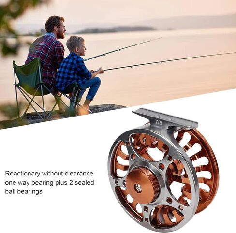 Fly Fishing Reel Metal CNC Machined Aluminum Alloy 3 Bearings Center Brake System with Regulable Unloading Force for Freshwater Saltwater Fishing Accessories 7/8 Size Two Colors in Saudi Arabia