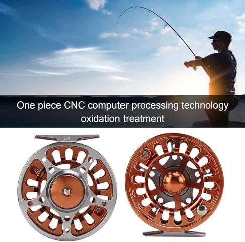Fly Fishing Reel Metal CNC Machined Aluminum Alloy 3 Bearings Center Brake System with Regulable Unloading Force for Freshwater Saltwater Fishing Accessories 7/8 Size Two Colors in Saudi Arabia
