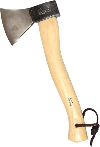PRANDI German Hatchet 1.76 رطل - مقبض هيكوري 14.97 بوصة مع سلسلة جلدية - مثالية للتخييم وصناعة الأدغال - صنع في إيطاليا in Kuwait