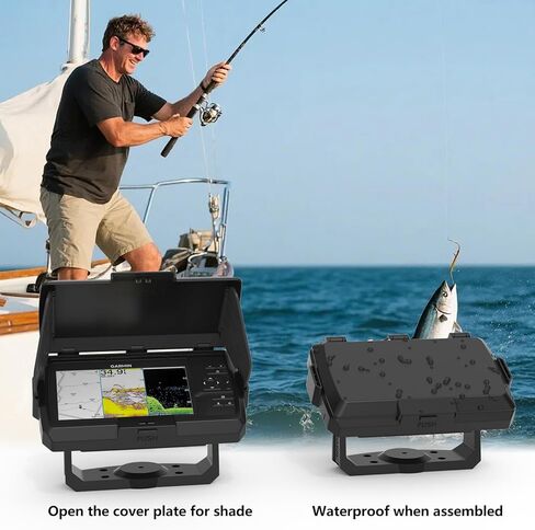 درع واقي من الشمس لـ Garmin Striker Vivid 5cv وGarmin Striker 5cv، غطاء شاشة حماية من الطقس قابل للطي ABS، ظل شاشة GPS البحرية (أسود) in Saudi Arabia