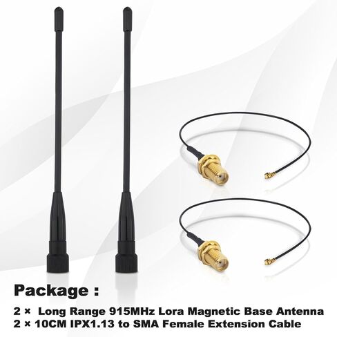 طقم هوائي سوط ناعم 10dBi Meshtastic 915 ميجا هرتز LoRa (مجموعتان)، هوائي SMA ذكر Omni طويل المدى 7 بوصة + محول كابل تمديد MHF1 Kaunosta in Saudi Arabia