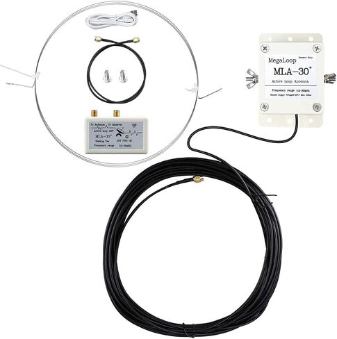 MLA-30+ Loop Antenna, 0.5-30MHz Active Receiving Antenna Rainproof, with 10m Feeder, Built-in Low Noise Amplifier for HAM SDR Short Medium Wave Radio, DIY kit for Rooftop, Balcony in Kuwait
