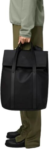 حقيبة ظهر RAINS 2 Way Tote، للجنسين للرجال والنساء، سوداء - تناسب كمبيوتر محمول مقاس 16 بوصة، حقيبة ظهر مضادة للماء للركاب in Saudi Arabia