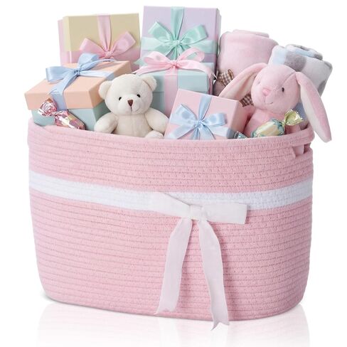 1 Pack Large Valentines Empty Basket for Gifts with Velvet Bow, Woven Gift Baskets with Handle for Valentines Wedding Anniversary Mother's Day Party Home Decor, 15 x 10 x 9 Inch (Red) in Kuwait