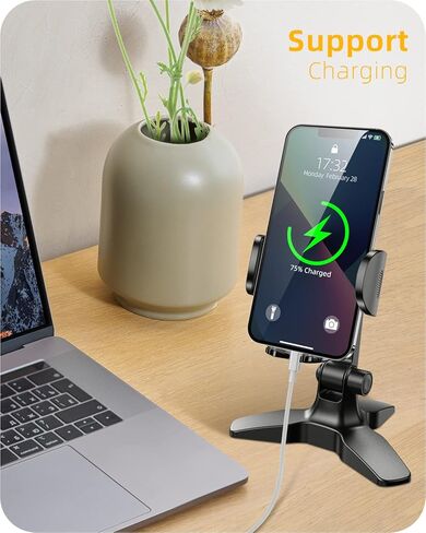APPS2Car Cell Phone Stand for Desk Adjustable Desktop Phone Stand Thick Case Friendly Cellphone Holder Desk Heavy Duty Phone Cradle for Video Recording Office Home Compatible with 4.7-6.8" Smartphone in Saudi Arabia