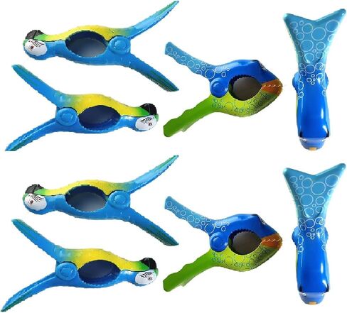 4 Set (8 Ct) 2X Blue Parrot / 2X Bubble Fish Beach Towel Clips Jumbo Size for Beach Chair, Cruise Beach Patio, Pool Accessories for Chairs, Household Clip, Baby Stroller in Saudi Arabia