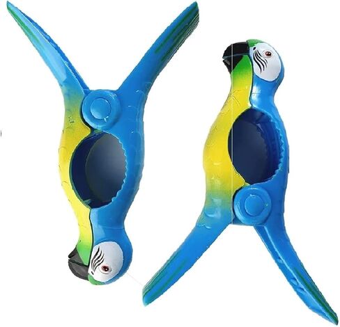 4 Set (8 Ct) 2X Blue Parrot / 2X Bubble Fish Beach Towel Clips Jumbo Size for Beach Chair, Cruise Beach Patio, Pool Accessories for Chairs, Household Clip, Baby Stroller in Saudi Arabia