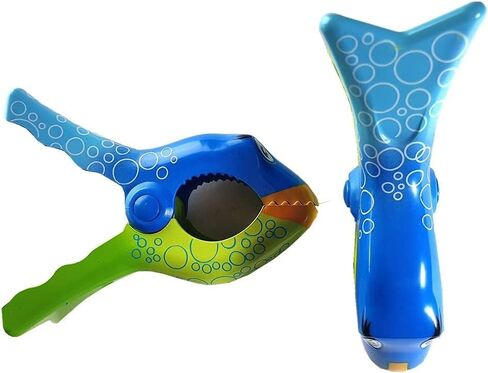 4 Set (8 Ct) 2X Blue Parrot / 2X Bubble Fish Beach Towel Clips Jumbo Size for Beach Chair, Cruise Beach Patio, Pool Accessories for Chairs, Household Clip, Baby Stroller in Saudi Arabia