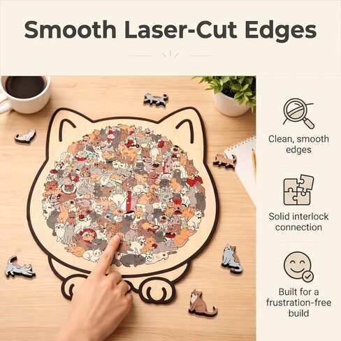 Wooden Cat Puzzles for Adults, Cat Shaped Jigsaw Puzzle 135 Piece Morandi-Colored, Cute Animal Lovers Decorative Home Decor (Morandi) (#2) in Saudi Arabia