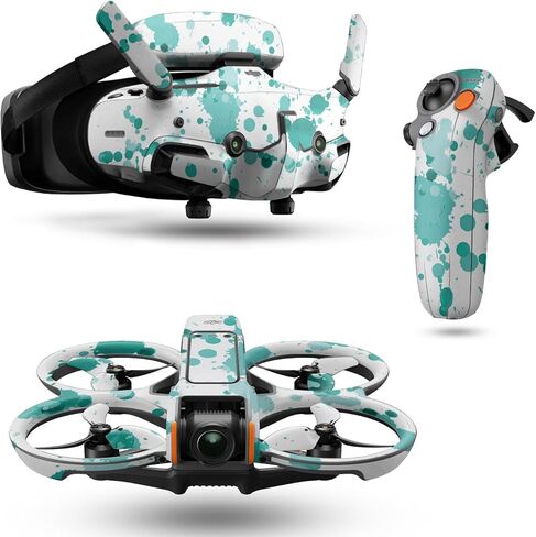 غلاف الطائرة بدون طيار متوافق مع حزمة DJI Avata 2 (2024) - Teal Splatter - غطاء لاصق واقٍ من الفينيل الفاخر 3M - سهل الاستخدام | صُنع في الولايات المتحدة الأمريكية بواسطة MightySkins in Kuwait