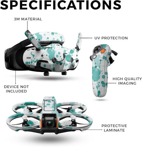 غلاف الطائرة بدون طيار متوافق مع حزمة DJI Avata 2 (2024) - Teal Splatter - غطاء لاصق واقٍ من الفينيل الفاخر 3M - سهل الاستخدام | صُنع في الولايات المتحدة الأمريكية بواسطة MightySkins in Kuwait