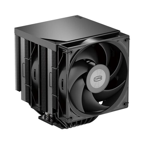 مبرد هواء وحدة المعالجة المركزية PCCOOLER ثنائي البرج، أنابيب حرارية 7 × 6 مم، مروحة PWM هيدروليكية 120 مم، حامل مضاد للتشوه، مجموعة زعانف متموجة، قاعدة إعادة تدفق نحاسية، متوافق مع Intel LGA1851/1700 وAMD AM5 (RT720 TC BK) in Saudi Arabia