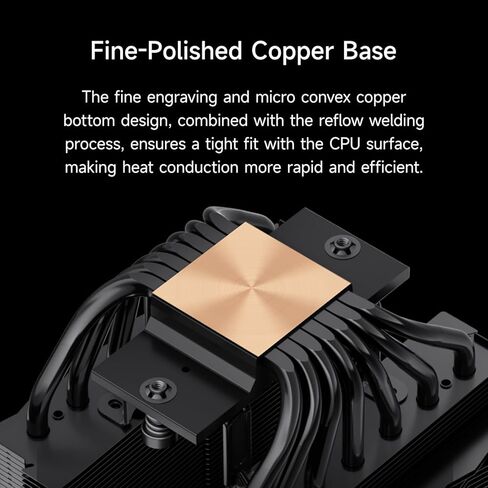 مبرد هواء وحدة المعالجة المركزية PCCOOLER ثنائي البرج، أنابيب حرارية 7 × 6 مم، مروحة PWM هيدروليكية 120 مم، حامل مضاد للتشوه، مجموعة زعانف متموجة، قاعدة إعادة تدفق نحاسية، متوافق مع Intel LGA1851/1700 وAMD AM5 (RT720 TC BK) in Saudi Arabia