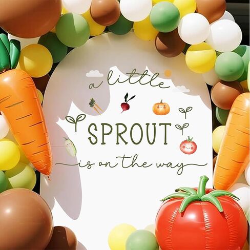 لافتة جدارية لخلفية استحمام الطفل - ملصقات حائط لحفلات Little Sprout is On The Way، ملصقات خلفية على شكل قوس بالون، ديكور غرفة الحضانة بموضوع المزرعة، تكشف عن الجنس ديكورات حفلات أعياد الميلاد in Kuwait