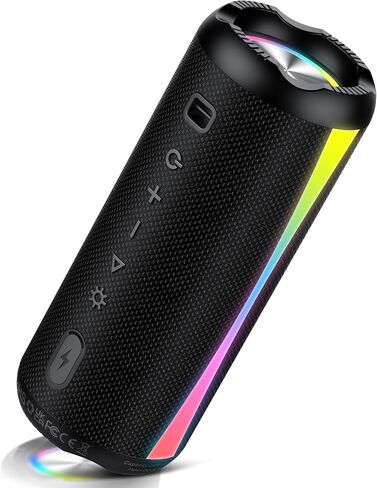 مكبر صوت بلوتوث محمول، مكبر صوت بلوتوث 2026 لاسلكي 5.4 مع أضواء RGB، وقت تشغيل 20 ساعة مع باس عميق، IP7 مقاوم للماء، اقتران TWS، مكبر صوت محمول للسفر/الحفلة/المنزل/الهدايا، أسود in Kuwait